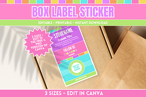 Colorful Box Label Sticker Template, a Stationery Template by SunshineStudioBoutique