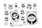 Cute Handrawn Girl Character, an Object Illustration by Invisual Studio (Thumbnail 3 of 9)