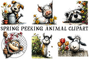 Spring Peeking Animal Clipart, an Illustration by OK Design (Thumbnail 2 of 6)