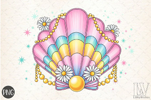 Clam Pearl Png, Summer Png, an Illustration by Libby Wishes