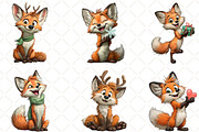 Quirky Christmas Fox Clipart, an Illustration by Black Bird Studio (Thumbnail 2 of 6)