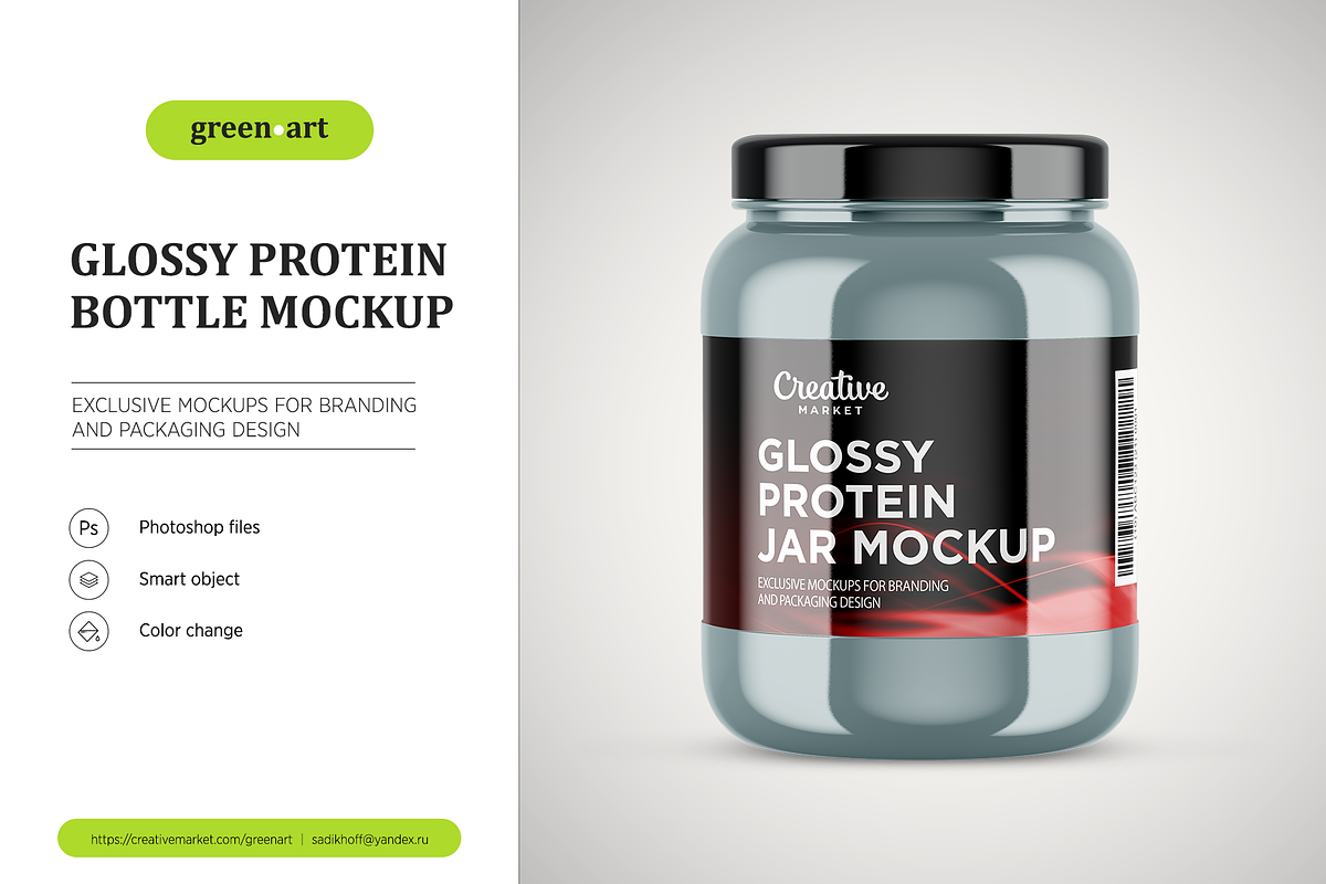 Plastic Protein Jar Mockup, a Product Mockup by Green Art (Photo 4 of 8)