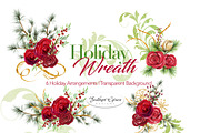 Watercolor Flowers-Christmas Wreath, an Illustration by Feather Grace Designs (Thumbnail 2 of 6)