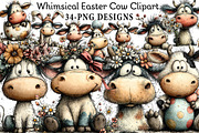 Whimsical Easter Cow Clipart, an Illustration by Daily.Designs (Thumbnail 1 of 8)