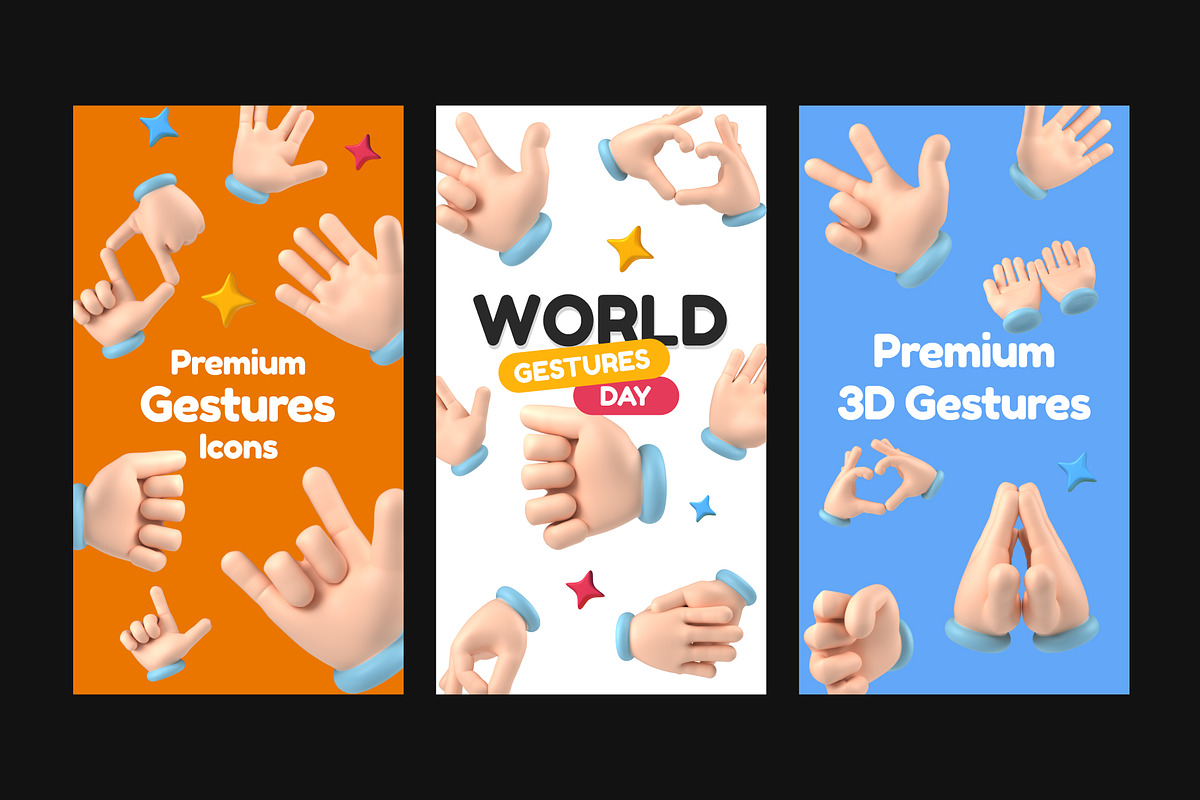 Floating 3D Hands Icons, an Object 3D Model by Vectors Market (Photo 8 of 9)