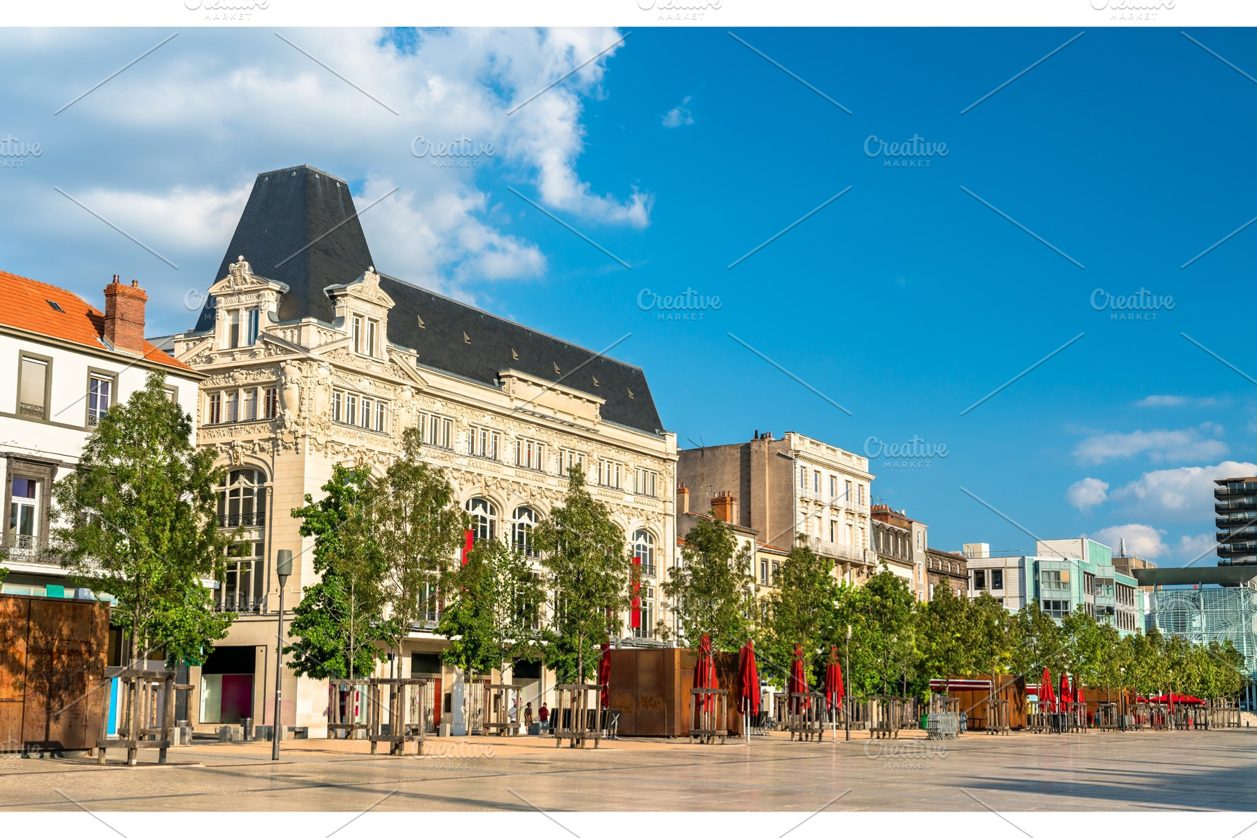 Historic buildings in clermont containing clermont, clermont-ferrand, and, an Architecture Photo by Leonid Andronov