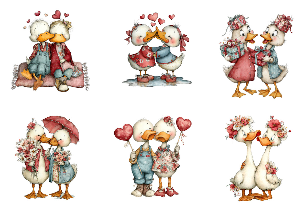 whimsical duck couple clipart, an Illustration by CreationArt (Photo 5 of 5)