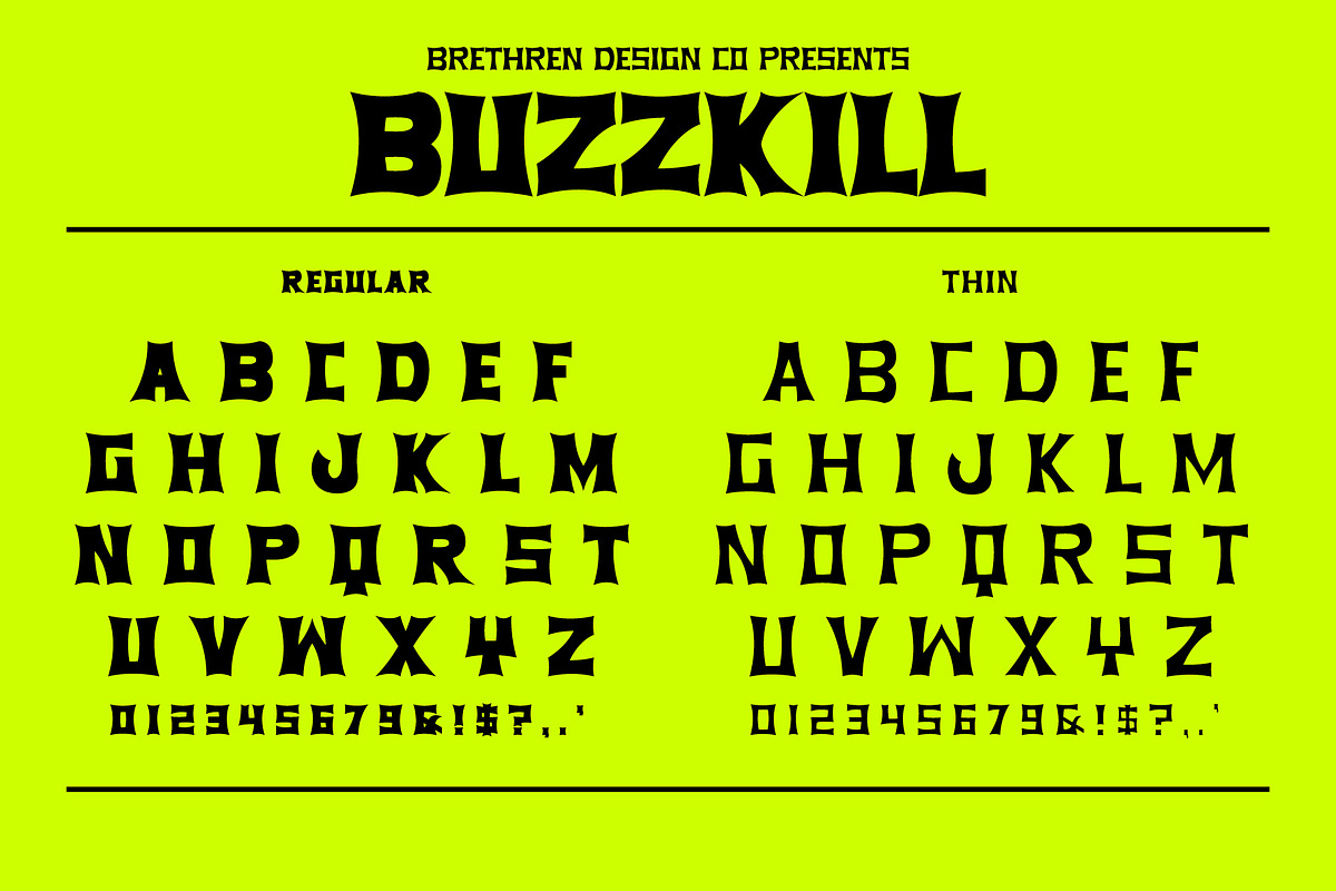 Buzzkill Display Font, a Font by Brethrendesignco (Photo 2 of 2)