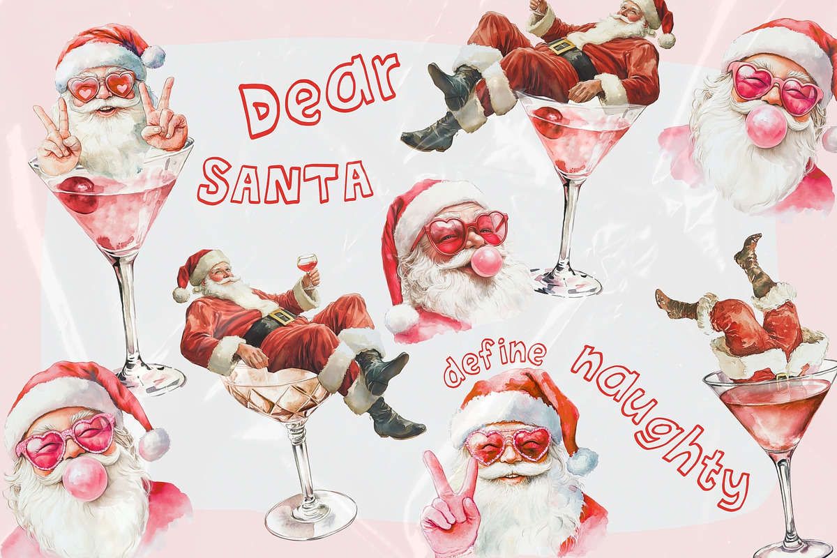 Sassy Santa PNG Illustrations, a Seasonal Illustration by Honey Island Studio (Photo 1 of 5)