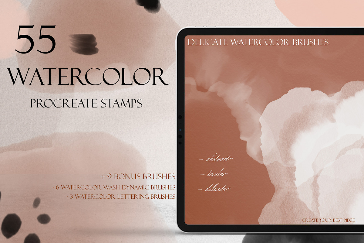Delicate Watercolor Procreate Set, a Brush Add-On by Liquid Amethyst Art (Photo 1 of 7)