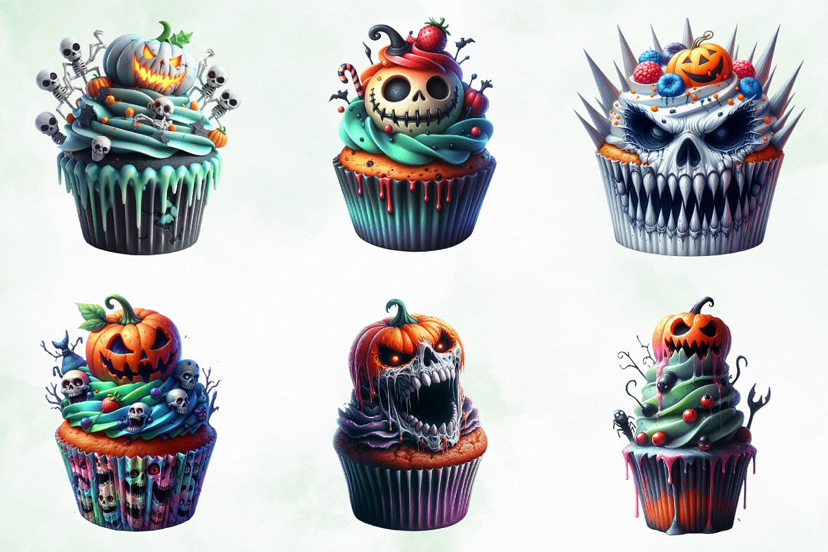Scary Halloween Cupcake Clipart Png, an Illustration by Creative Art (Photo 2 of 4)