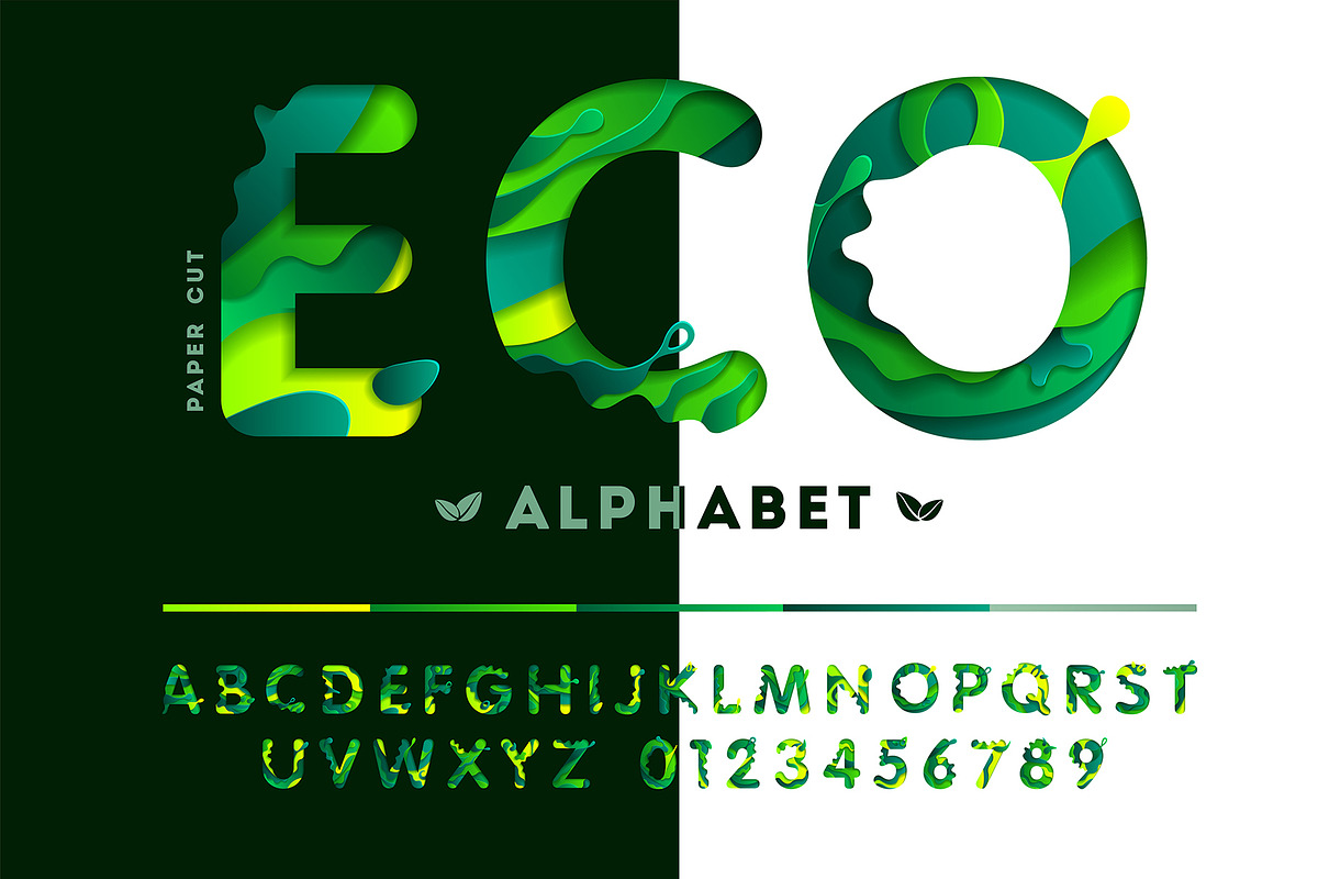 Eco Paper Cut Alphabet Font, a Graphic by Pro_Vector