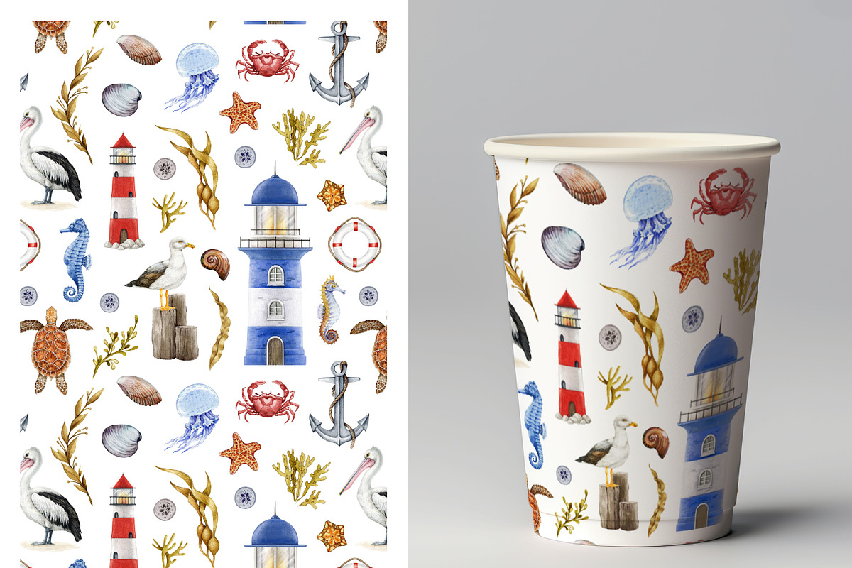Mediterranean Coastal Summer Pattern, a Decorative Illustration by AnitaPol (Photo 11 of 16)
