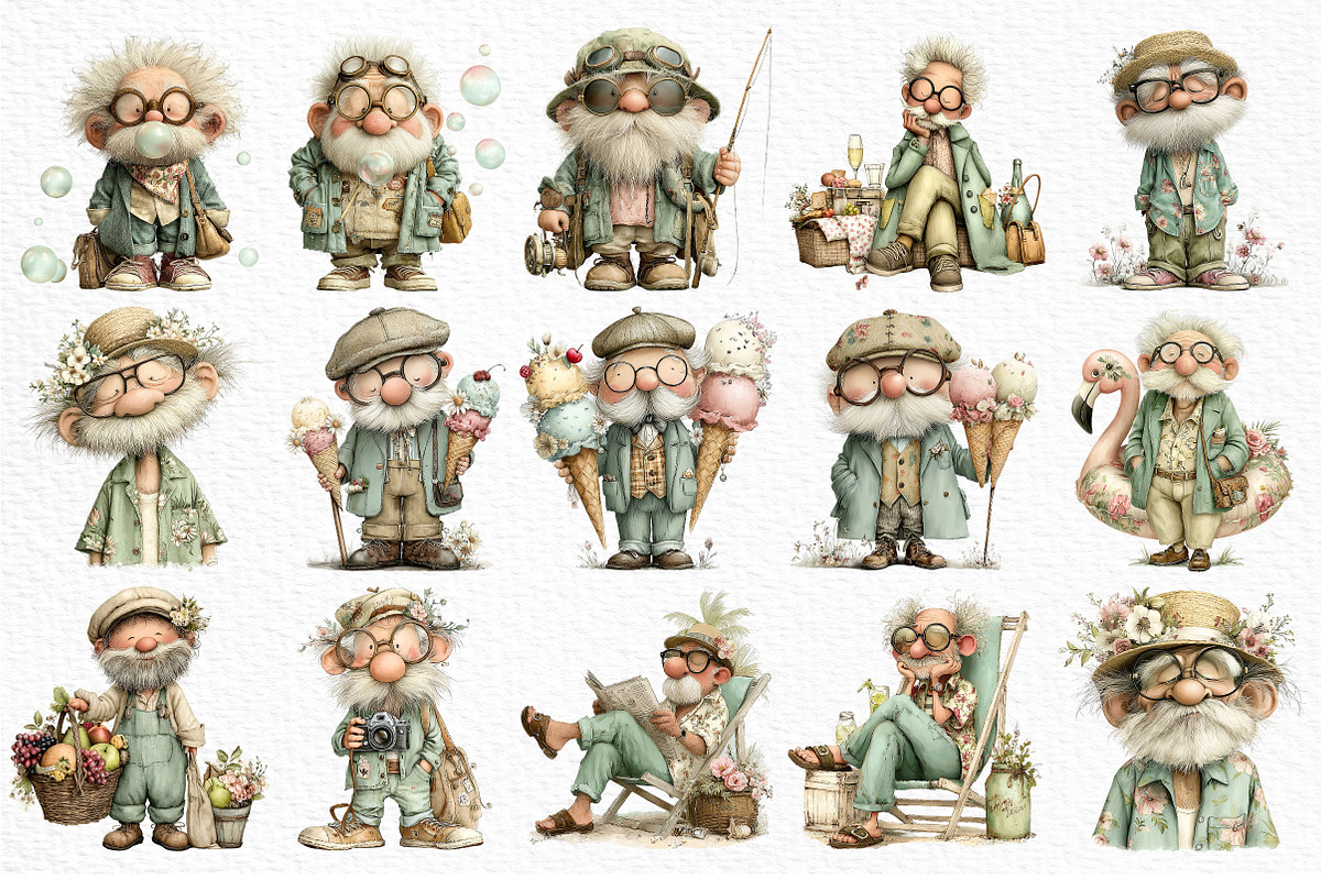 Funny Grandpa Summer set, an Illustration by Craft Nest (Photo 5 of 12)