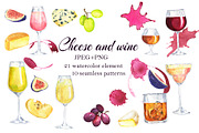 Cheese and wine watercolor, a Food Illustration by Watercolor & sketches (Thumbnail 1 of 5)
