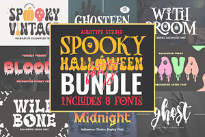 Halloween Font Bundle 8 Spooky Fonts