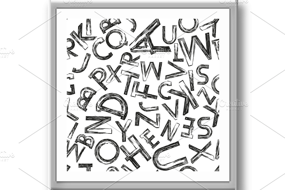Graphic black pattern with letters, a Pattern Graphic by RODINA (Photo 3 of 3)