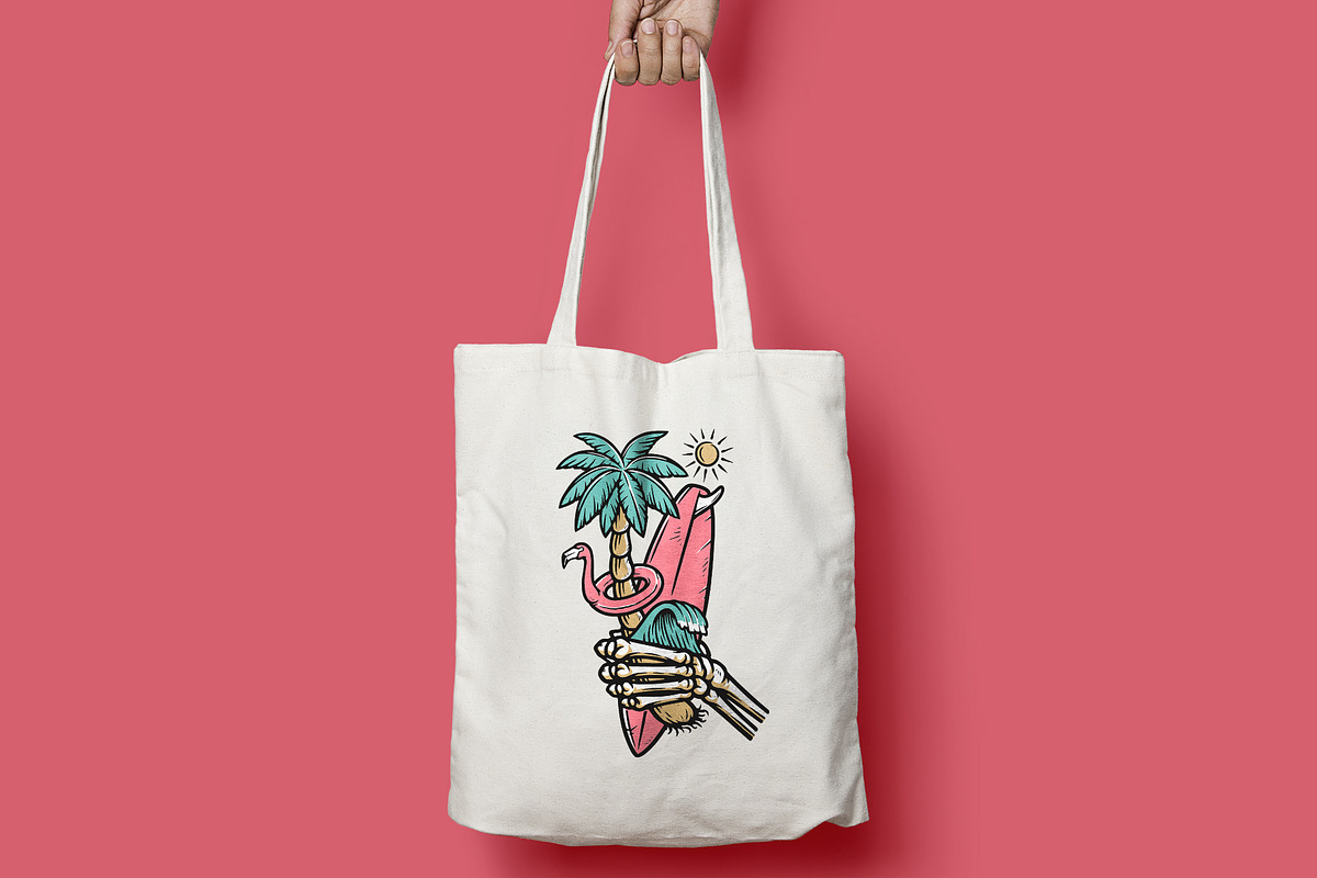 skull hand holding a surfboard, an Illustration by gunaonedesign (Photo 4 of 4)