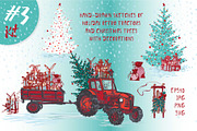 Set of Hand drawn Christmas tractors, a Decorative Illustration by Zimages (Thumbnail 1 of 7)