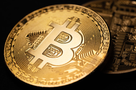 BTC Bitcoin on Black Background