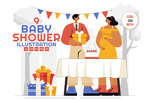9 Baby Shower Illustration, a Person Illustration by denayunebgt