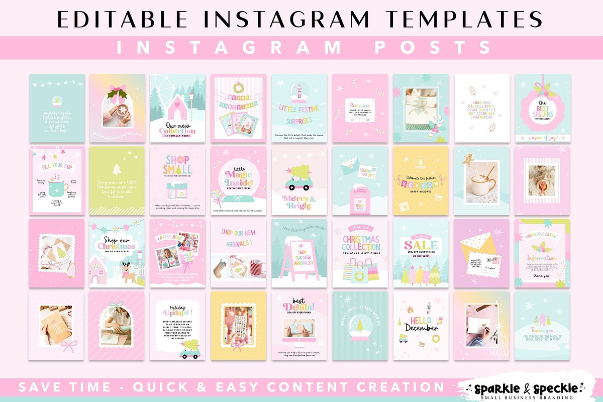 Pastel Christmas Instagram Templates, a Social Media Template by Sparkle & Speckle (Photo 4 of 8)
