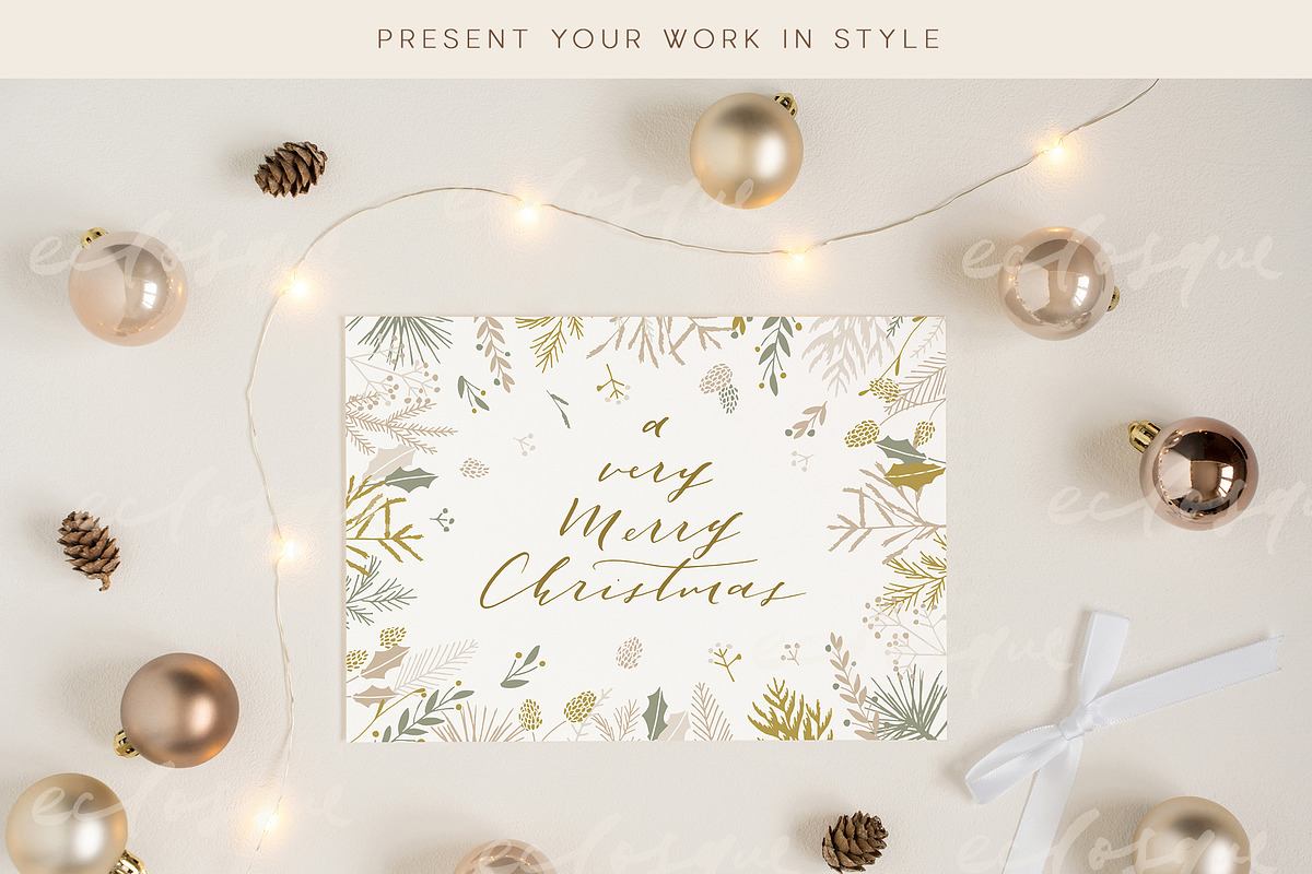 Christmas Stationery Styled Mockups, a Print Template by eclosque (Photo 3 of 9)