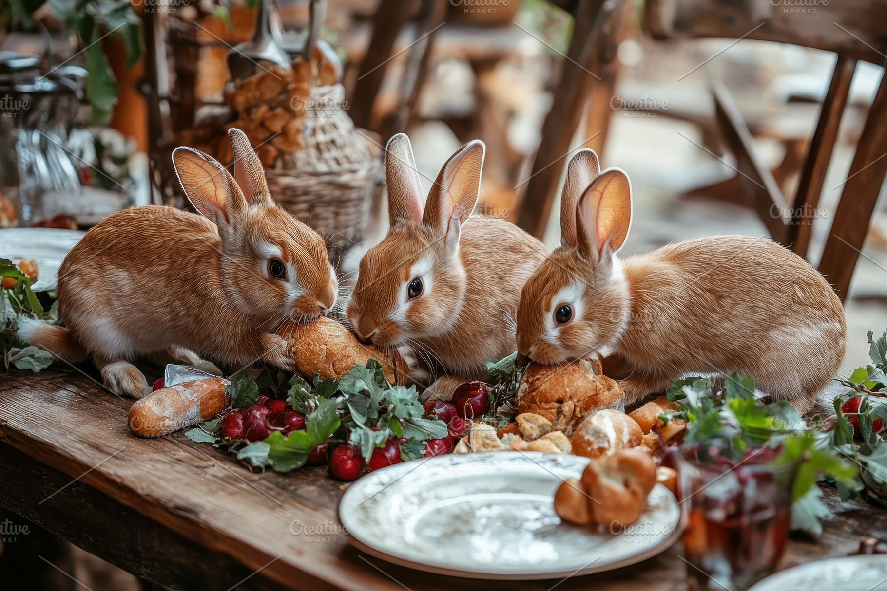 Cute bunnies enjoying fresh food at, a Photo by Iftikhar Alam