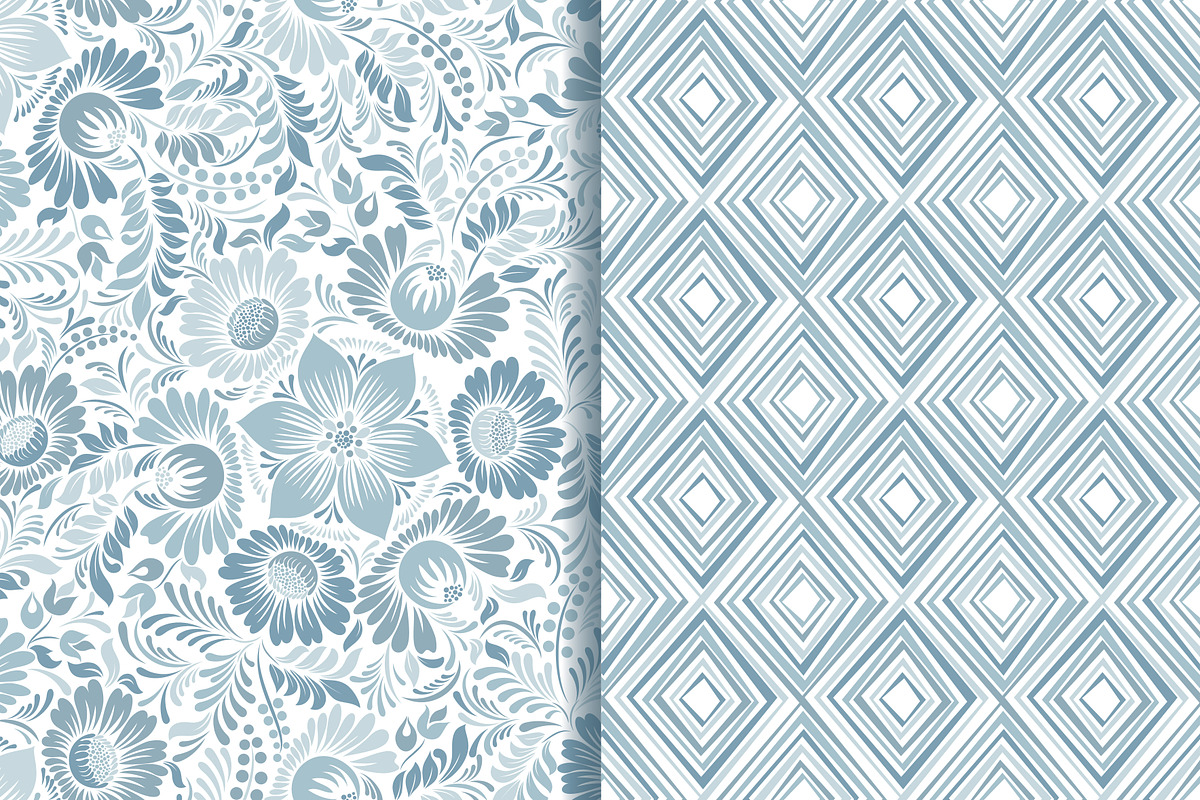 Set of 10 seamless pattern blue, a Pattern Graphic by NataLito (Photo 5 of 6)