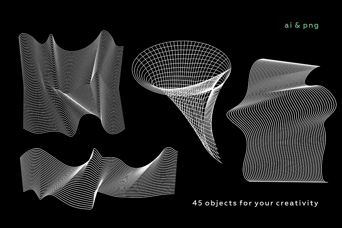 Grid retro abstract & geometric set., an Object Graphic by lisa_kalev (Photo 7 of 11)