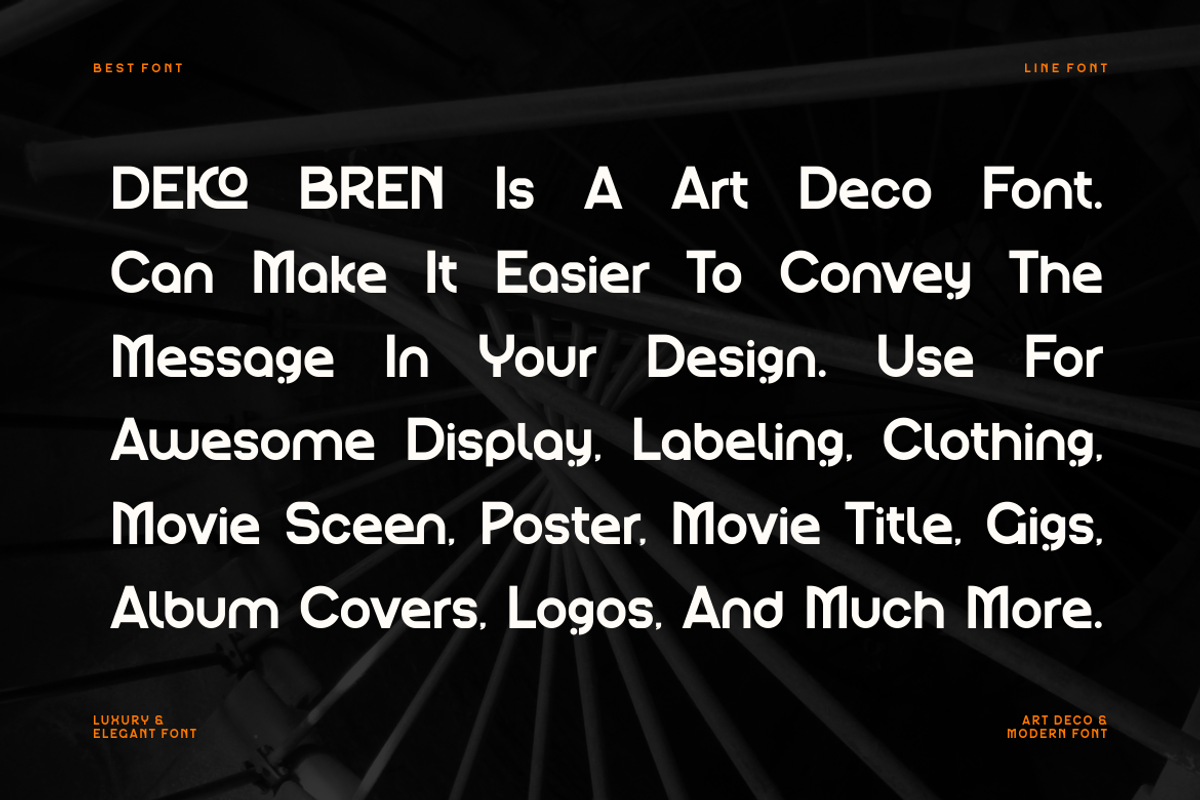 Deco Bren - Modern Font, a Sans Serif Font by Viswal Studio (Photo 2 of 10)