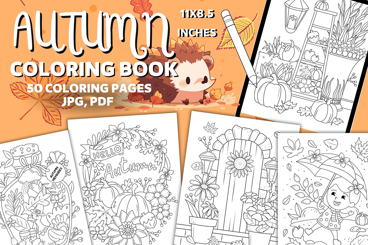 Autumn coloring book, a Seasonal Illustration by Line Store (Photo 1 of 4)