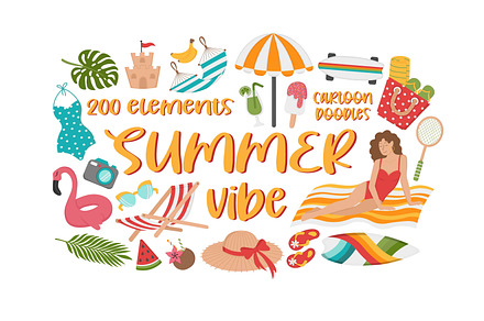 Big summer doodles set