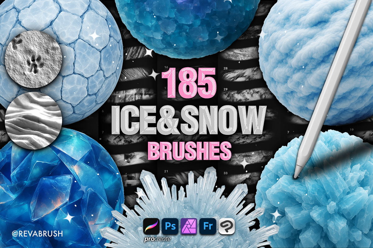 Procreate Ice & Snow texture brushes, a Brush Add-On by Revabrush (Photo 1 of 9)