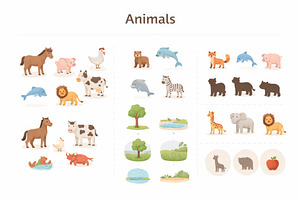 Animal-themed cognitive worksheets f, a Photo by Dvoevnore photos