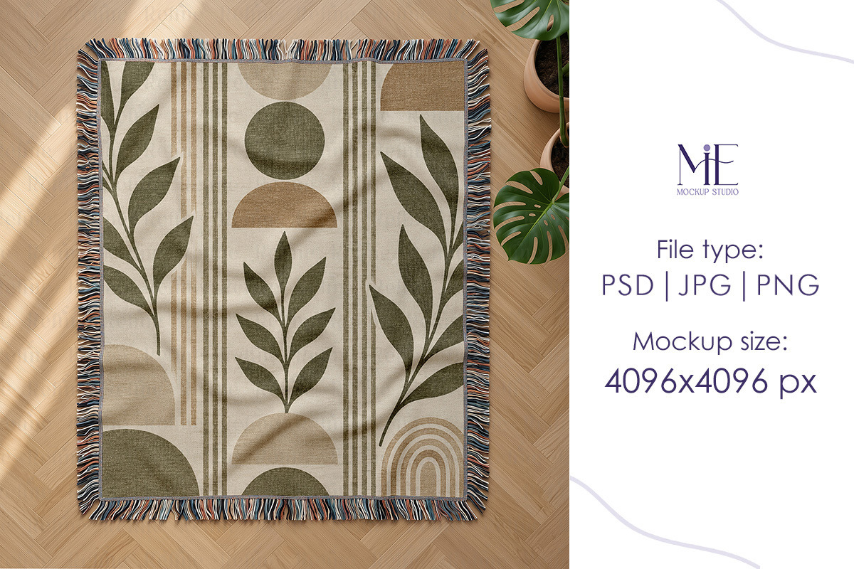 Woven Throw Blanket POD Mockup Canva, a Household Mockup by Mie Mockup Studio (Photo 6 of 10)