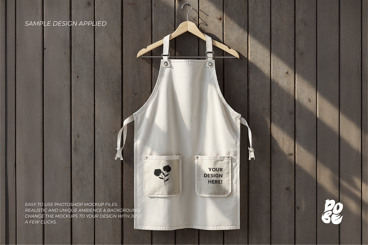 White Apron Mockup Set - Vol 2, a Household Mockup by DOBE Studio (Photo 4 of 8)