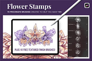 70 Flower Stamps for Procreate, a Brush Add-On by Riveros Illustration (Thumbnail 2 of 13)