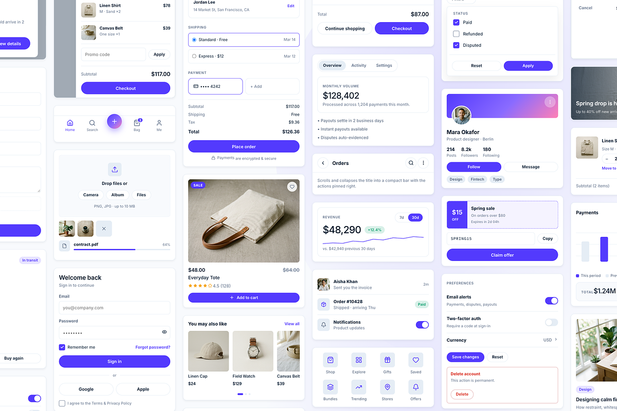Novum UI Kit: 89 Blocks Light & Dark, an UI Kit Template by lynnn423 (Photo 2 of 7)