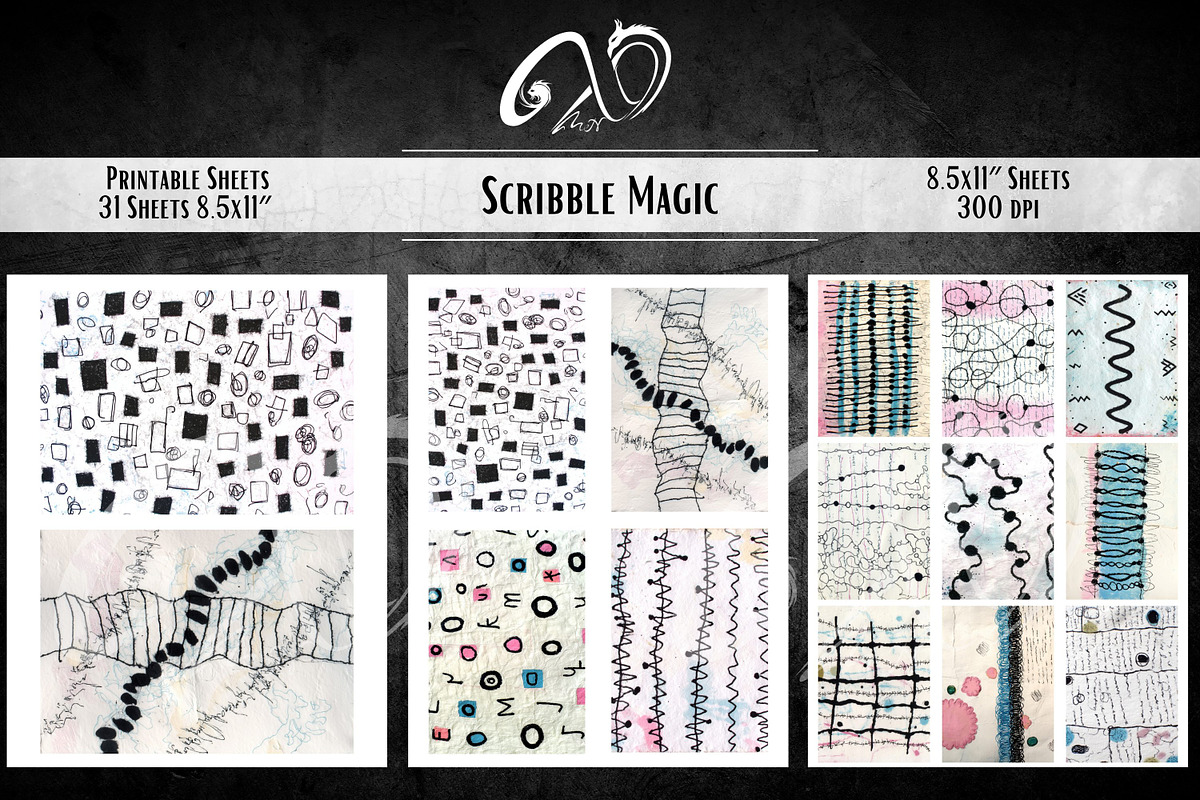 Scribble Magic: Asemic Script, a Background Graphic by NiiiNArt