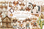 Cute Cowboy Clipart Set, a Person Illustration by ClipArtCharm (Thumbnail 1 of 5)