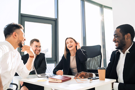 Office meeting of a group, a Photo by borodai94