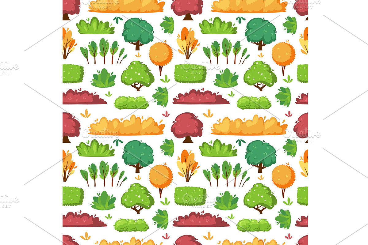 trees pattern. flat flora evergreen, an Object Illustration by Multigon
