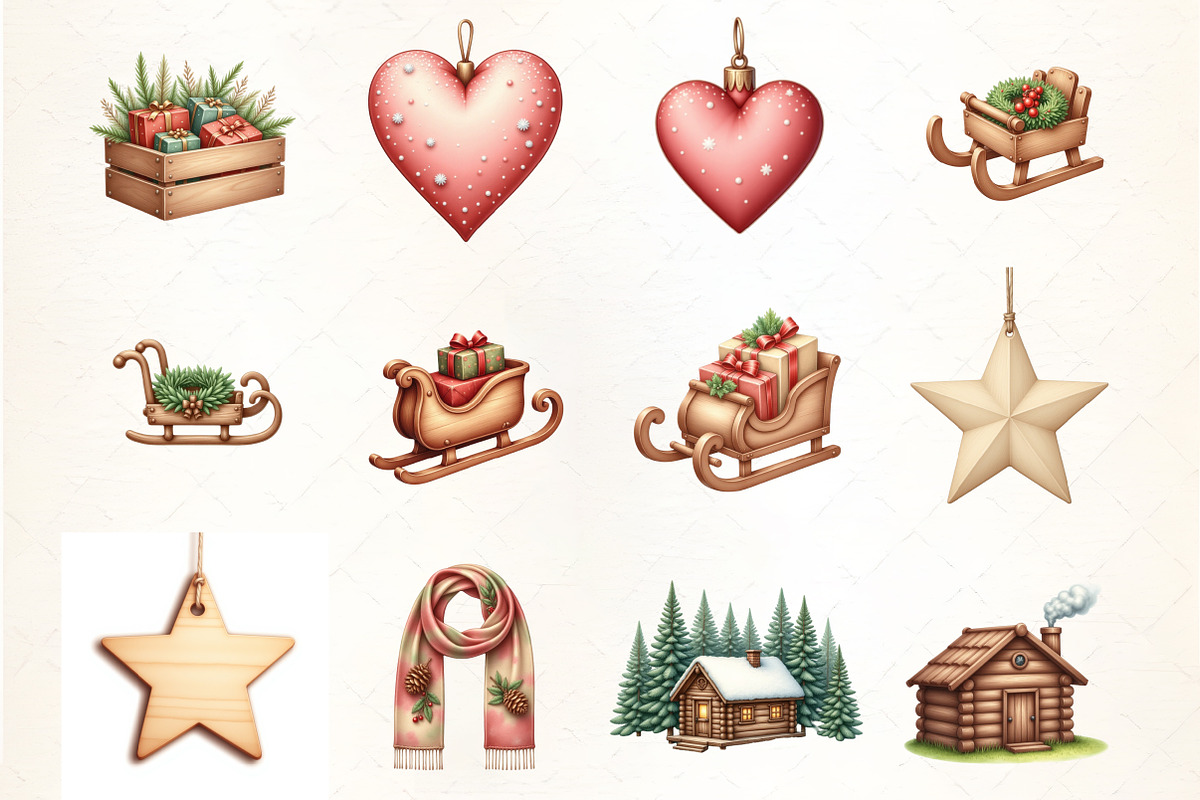 Rustic Christmas Watercolor Clipart, an Illustration by CrexoraLab (Photo 4 of 5)