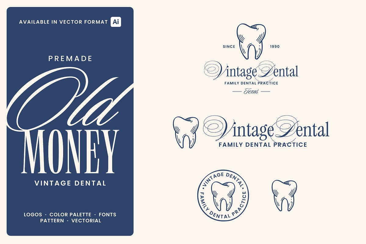 Old Money Dental Clinic Logo, a Branding & Logo Template by Headfonts (Photo 1 of 3)