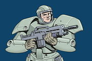 Futuristic soldier in exoskeleton, a Person Illustration by Ledokolua (Thumbnail 3 of 3)