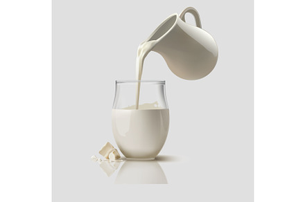fresh milk in the glass vector 3d