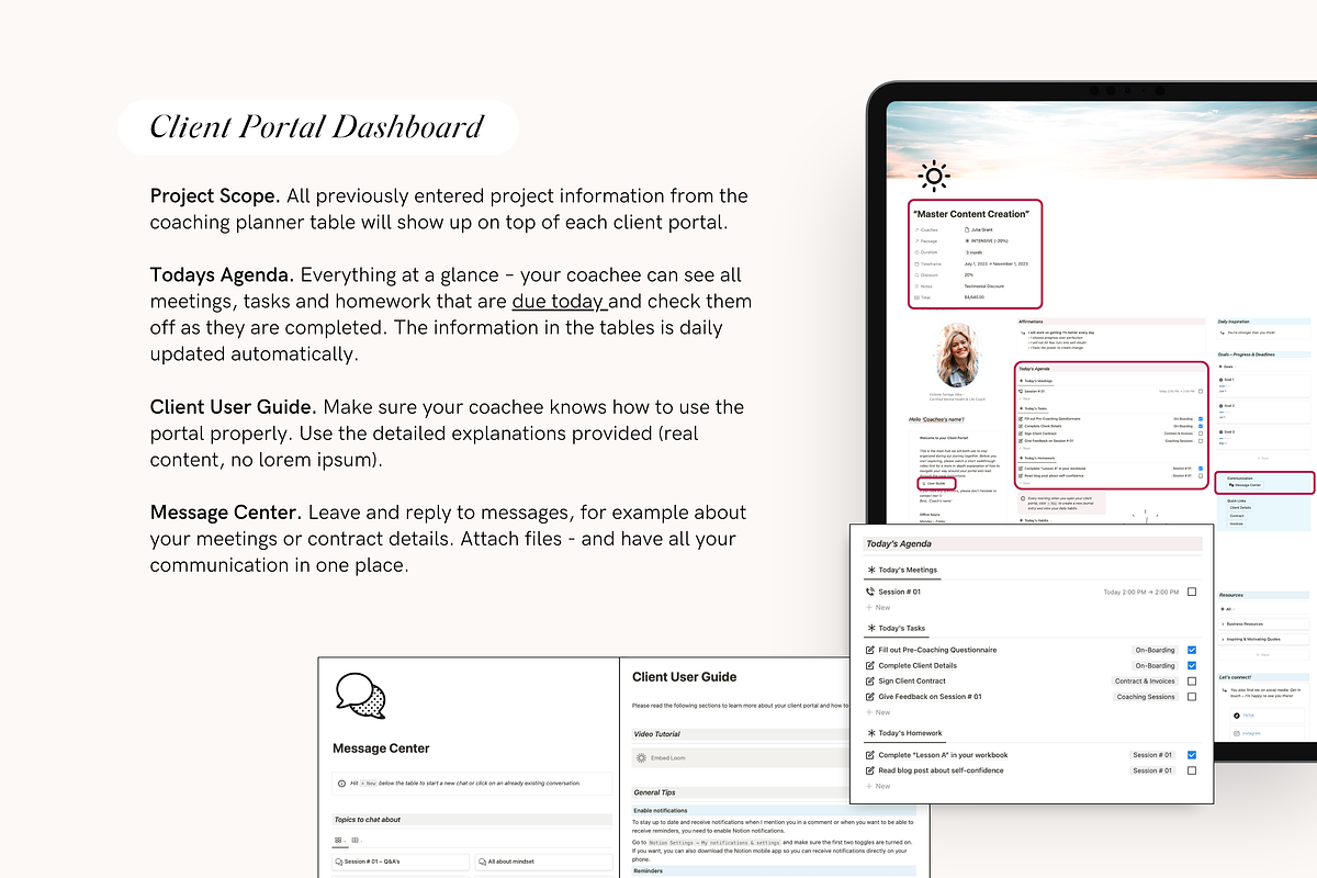 Notion Template Coaching Planner, a Stationery Template by TheCoastlineStudio (Photo 3 of 10)