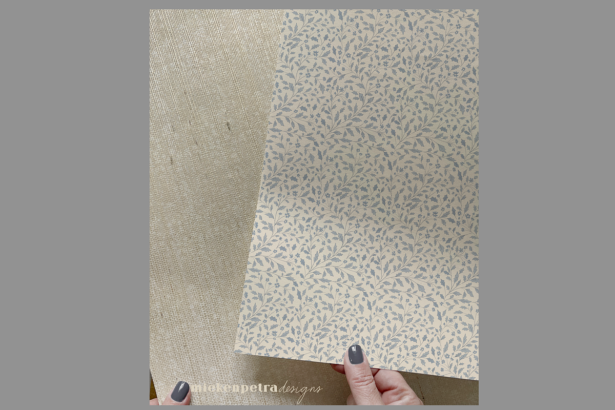 French Blue Beige Trailing Floral, a Graphic by Mieken Petra Designs (Photo 3 of 3)