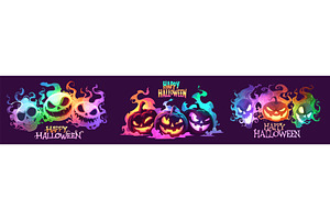 ghosts halloween set. pumpkin green, an Illustration by Stock-Smart-Start